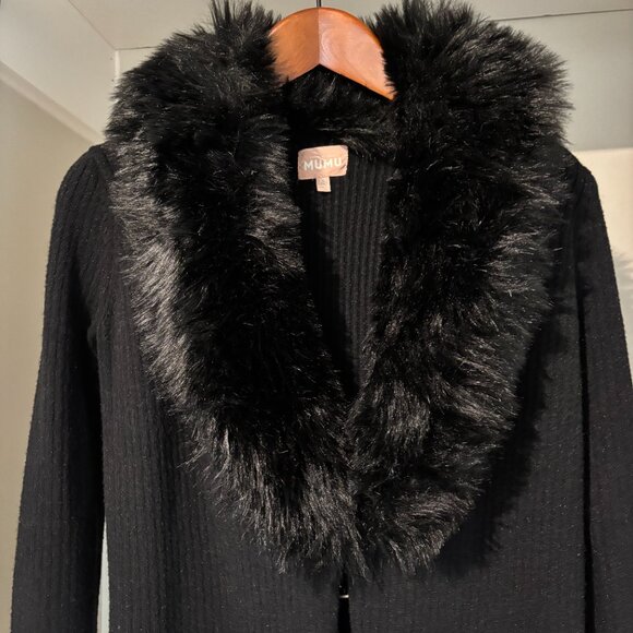 Show me your Mumu Lombardi Fur (Faux) collar black sweater jacket - Picture 3 of 6